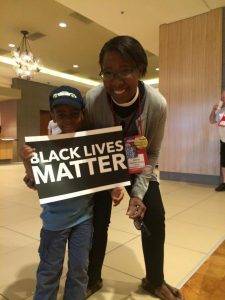 Jennifer Baskerville-Burrows and her son