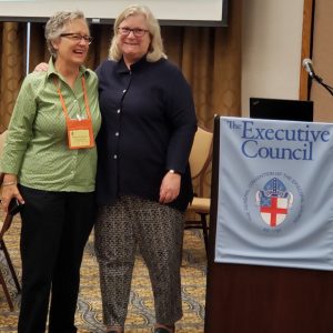 Mary Frances Schjonberg of Episcopal News Service with President Jennings